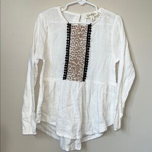 Jessica Simpson Cream Blouse with Leopard Accent